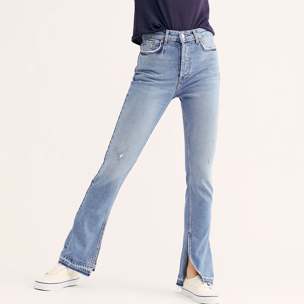 Free People Emmy Slit-Hem Bootcut Jeans